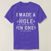 Ich machte ein Loch in einem Golf T-Shirt (Design vorne)