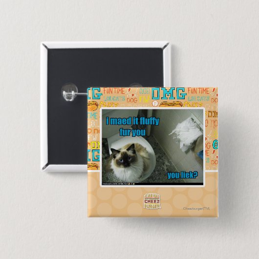 Ich maed es flaumiger Pelz Sie Button (Vorne & Hinten)