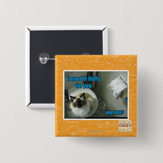 Ich maed es flaumiger Pelz Sie Button (Vorne & Hinten)