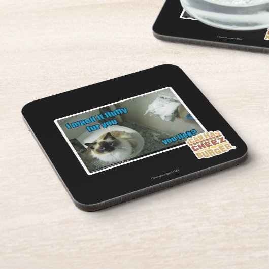 Ich maed es flaumiger Pelz Sie Getränkeuntersetzer (Linke Seite)