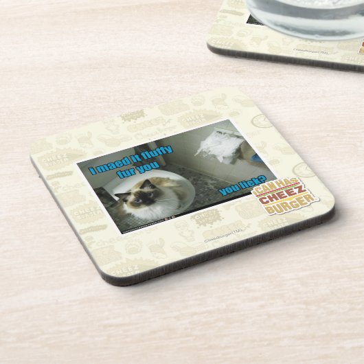 Ich maed es flaumiger Pelz Sie Getränkeuntersetzer (Linke Seite)