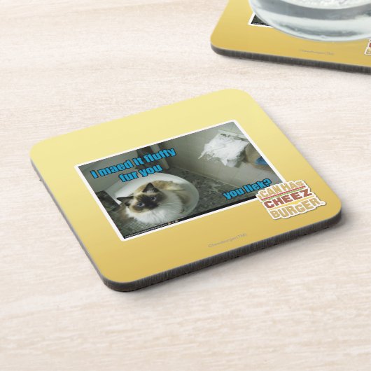 Ich maed es flaumiger Pelz Sie Untersetzer (Linke Seite)