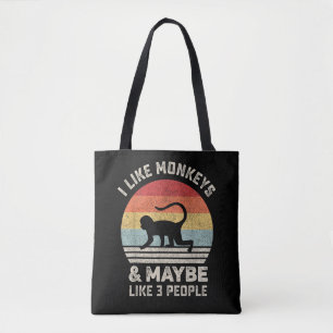 Ich mag Affen & vielleicht 3 Leute Lustiges Retro  Tasche