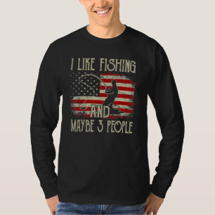 Ich mag Angeln und vielleicht 3 Personen Fischer V T-Shirt