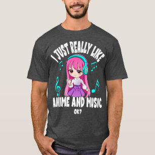 Ich mag Anime und Music Girl chibi Anim T-Shirt