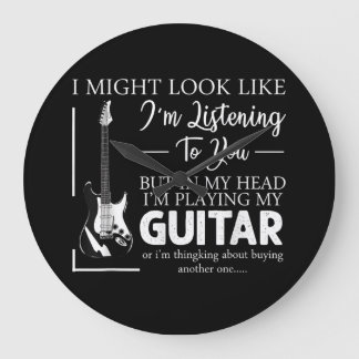Ich mag aussehen, als höre ich dir Musik-Gitarre Große Wanduhr