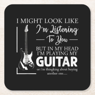 Ich mag aussehen, als höre ich dir Musik-Gitarre Rechteckiger Pappuntersetzer