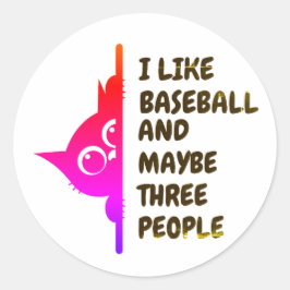 Ich mag Baseball-spähende Katze Runder Aufkleber