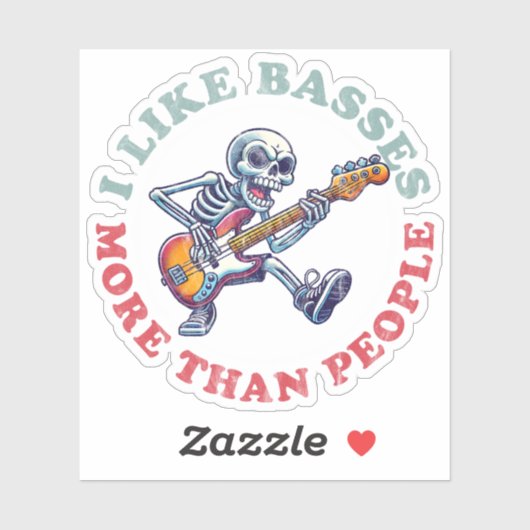 Ich mag Bässe mehr als Menschen Aufkleber (Blatt)