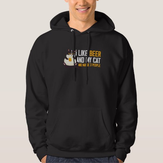 Ich mag Bier Meine Katze & Maybe 3 Leute Funny Hoodie (Vorderseite)