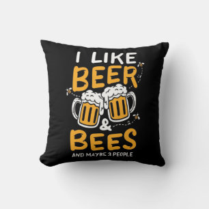 Ich mag Bier und Bienen Kissen