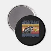 Ich mag Bier und Krafträder - Motorradgeschenk Magnet (Vorderseite/Rückseite)