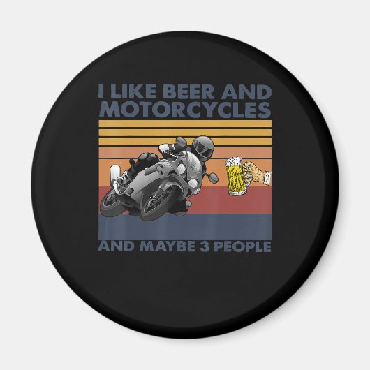 Ich mag Bier und Krafträder - Motorradgeschenk Magnet (Vorne)