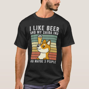 Ich mag Bier und meinen Shiba Inu Retro Vintage Hu T-Shirt