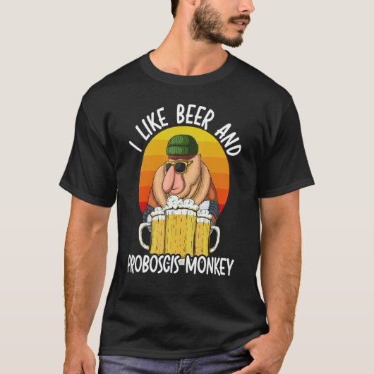 Ich mag Bier und Proboscis Affen Wildlife Animal Z T-Shirt (Vorderseite)