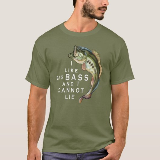 Ich mag Big Bass Funny Funny Fishing T-Shirt (Vorderseite)