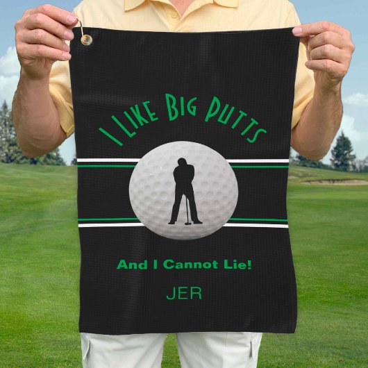 Ich mag Big Putts Golf Spaß Black Funny Modern Golfhandtuch