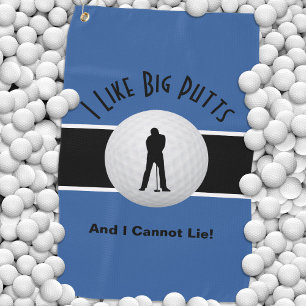 Ich mag Big Putts Golf Spaß Fun Blue Black Golfhandtuch