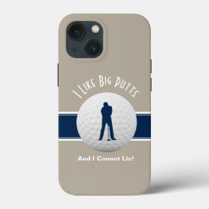 Ich mag Big Putts Golf Spaß Funny Tan & Blue Case-Mate iPhone Hülle