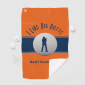 Ich mag Big Putts Golf Spaß Spaß Orange Blue Golfhandtuch (Insitu)