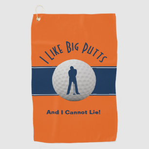Ich mag Big Putts Golf Spaß Spaß Orange Blue Golfhandtuch