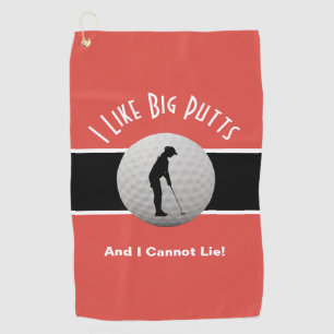 Ich mag Big Putts Golf Spaß Spaß schwarz rot für s Golfhandtuch