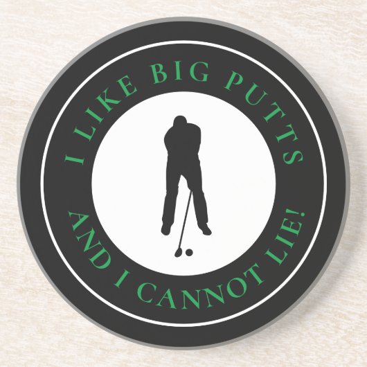 Ich mag Big Putts Sport Golfer Modernes Schwarzes Getränkeuntersetzer (Vorne)