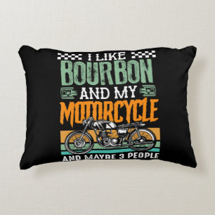 Ich mag Bourbon und mein Motorrad-Geschenk Dekokissen