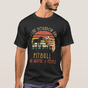 Ich mag Bourbon und Pit Bull Hund vielleicht 3 Leu T-Shirt