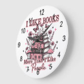 Ich mag Bücher mehr als... Große Wanduhr (Winkel)