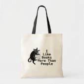Ich mag Bücher mehr als Leute Black Cat Book Bag Tragetasche (Vorne)