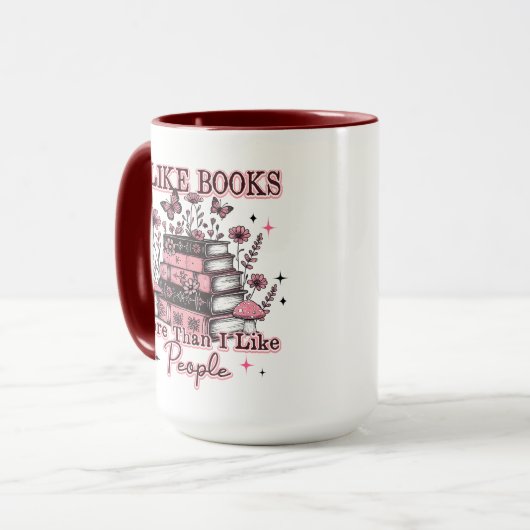 Ich mag Bücher mehr als... Tasse (Vorderseite Links)