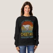Ich mag Cheetah Funny Cheetah Retro Sweatshirt (Vorne ganz)