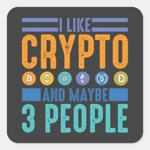 Ich mag Crypto und vielleicht 3 Leute, Crypto Love Quadratischer Aufkleber