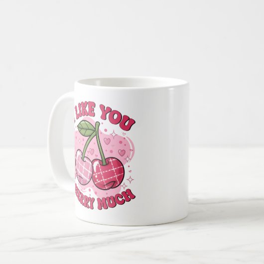 Ich mag, dass du viel Niedliches Valentine herry Kaffeetasse (Vorderseite Links)