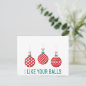 Ich mag deine Bälle Postkarte (Stehend Vorderseite)