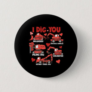 Ich mag deine Baustellen-LKWs Valentinstag Jungen Button