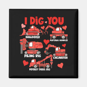 Ich mag deine Baustellen-LKWs Valentinstag Jungen Magnet