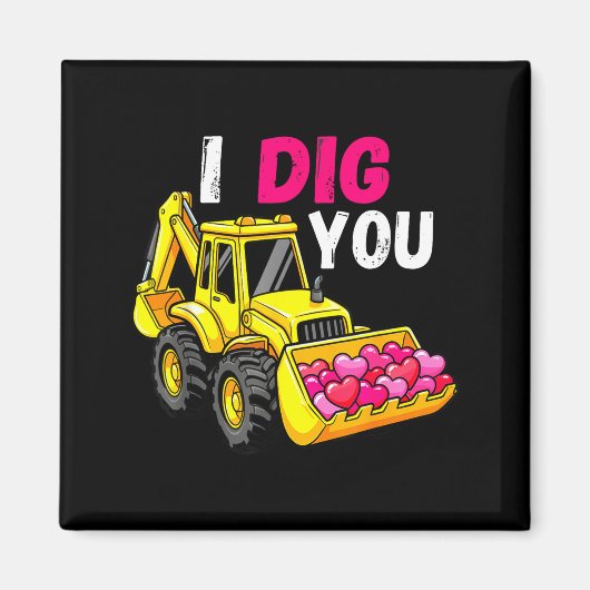 Ich mag dich Bagger Bau Valentin Herz D Magnet (Vorne)