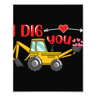 Ich mag dich Bagger Valentinstag Fotodruck