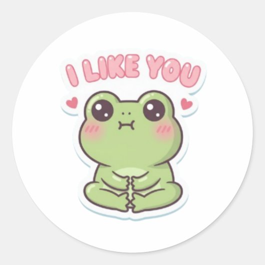 Ich mag dich Frosch Aufkleber Süßer schüchterner F (Vorderseite)