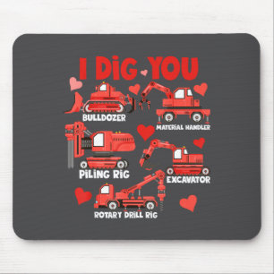 Ich mag dich Konstruktions-LKW Valentinstag Jungen Mousepad
