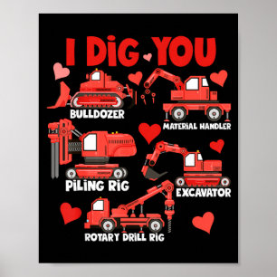Ich mag dich Konstruktions-LKW Valentinstag Jungen Poster