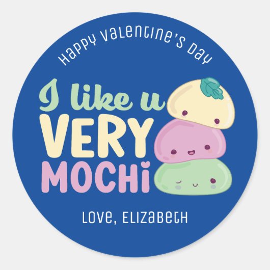 Ich mag dich sehr Mochi Funny Niedlich Valentinsta Runder Aufkleber (Vorderseite)