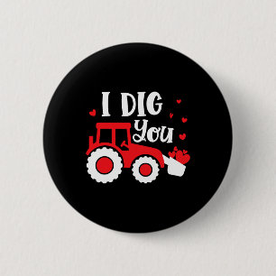 Ich mag dich Traktor Bau Herz Liebende Valent Button