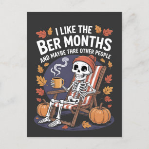 Ich mag die Ber Months Funny Spooky Skeleton Xmas Einladungspostkarte
