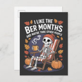 Ich mag die Ber Months Funny Spooky Skeleton Xmas Einladungspostkarte (Vorne/Hinten)