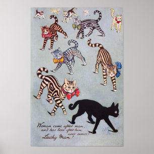 Ich mag die schwarze Katze, Louis Wain Poster