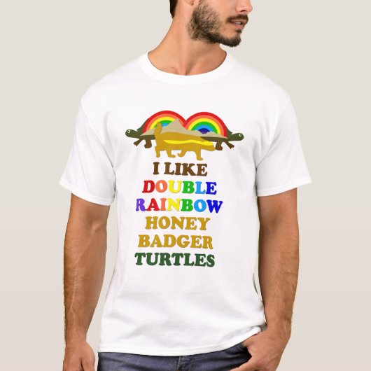 Ich mag Doppel-Regenbogen-Honigschildkröten T-Shirt (Vorderseite)