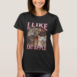 Ich mag Eat Apple Funny Cat Meme Bootleg Graphic T-Shirt
